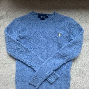 Ralph Lauren Boys Heather Blue Cable Knit Sweater - Small